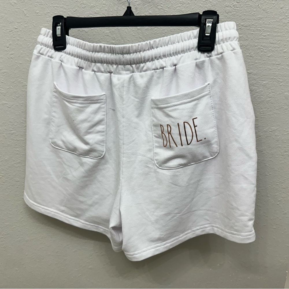 Rae Dunn “BRIDE” Drawstring Shorts Lounge Sweatshorts Bachelorette Honeymoon